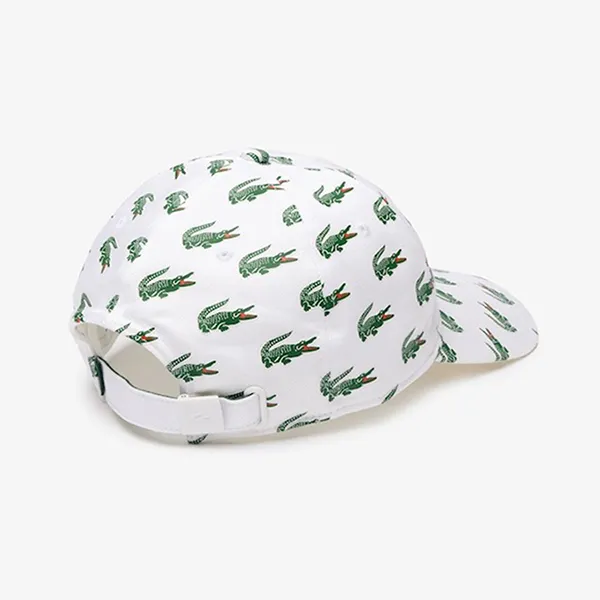 Mũ Lacoste Croc Print Cotton Cap RK1504-51 Màu Trắng Họa Tiết