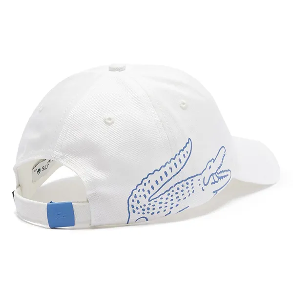 Mũ Lacoste Crocodile Print Organic Cotton Cap RK9398 70V Màu Trắng