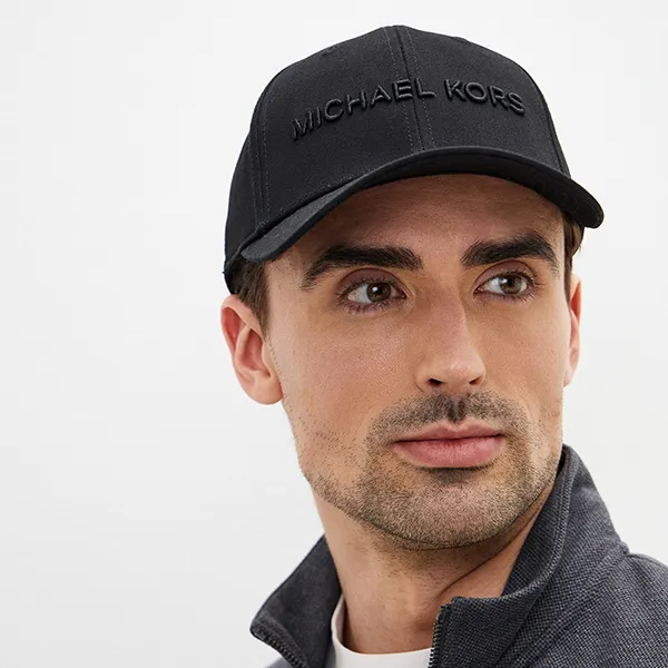 Mũ Michael Kors MK Baseball Embroidered Logo Cap Black Màu Đen