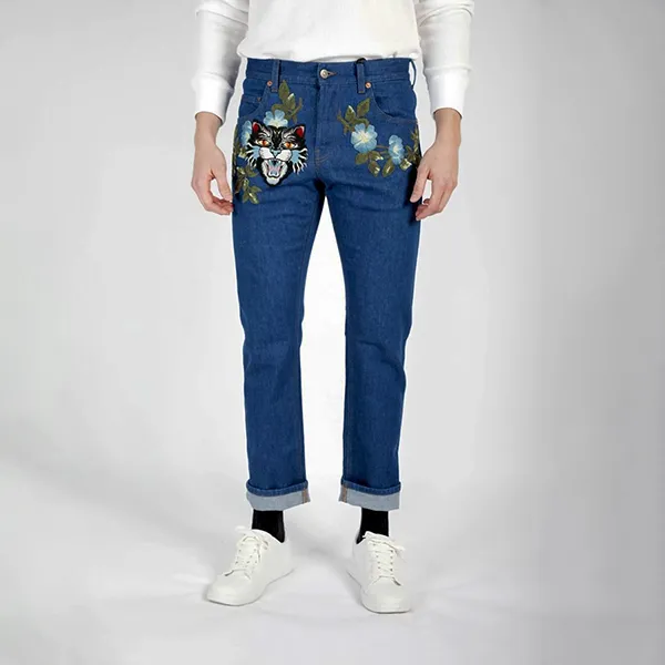 Quần Jean Nam Gucci Angry Cat 430368 Màu Xanh Họa Tiết Size 34 - Thời trang - Vua Hàng Hiệu
