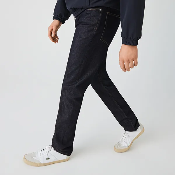 Quần Jean Nam Lacoste Men's Slim Fit Stretch Denim 5-Pocket Jeans HH7510-51 Màu Xanh Đậm