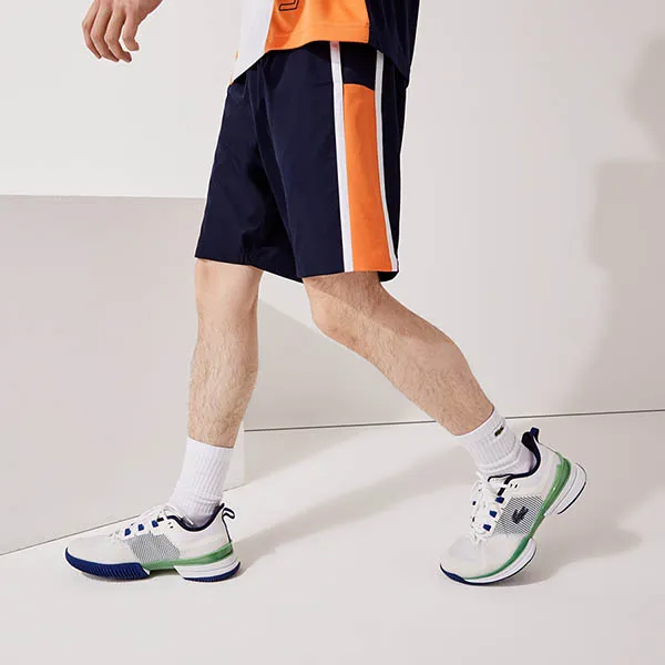 Quần Short Nam Lacoste Men's Sport Colorblock Panels Lightweight GH314T-51 Màu Xanh Phối Cam Size 2