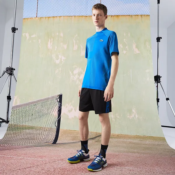 Quần Short Nam Lacoste Sport Contrast Print Tennis Shorts GH9378-51-C31 Màu Đen Phối Xanh Size 4