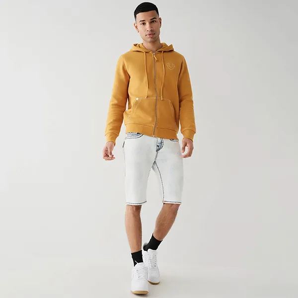 Quần Short Nam True Religion Rocco Super T Stitch Skinny 107053 - TB02 Màu Xanh Nhạt Size 28