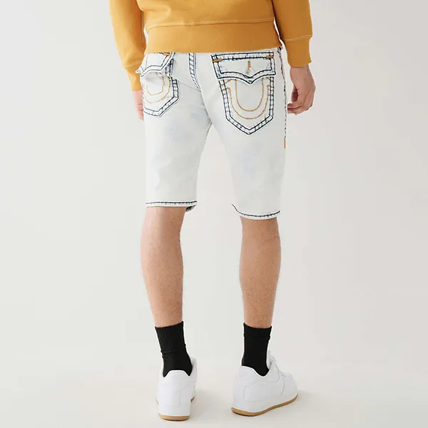 Quần Short Nam True Religion Rocco Super T Stitch Skinny 107053 - TB02 Màu Xanh Nhạt Size 28