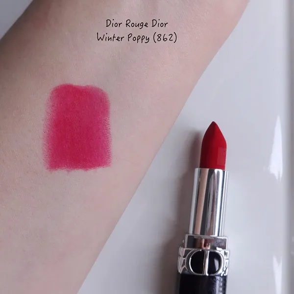 Son Dior Rouge Dior Couture Velvet Lipstick 862 Winter Poppy Limited Edition Màu Đỏ Hồng - 2