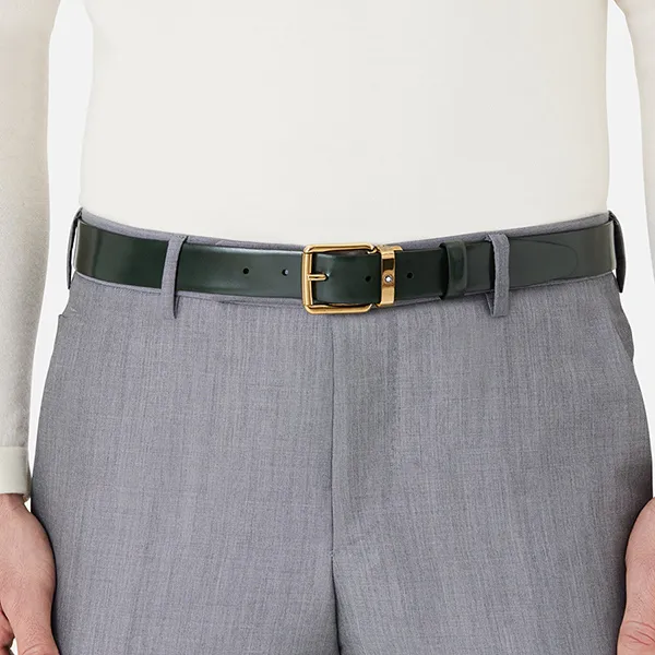 Thắt Lưng Nam Montblanc Brushed Green 30mm Leather Belt MB129454 Màu Xanh Green - Thắt lưng - Vua Hàng Hiệu