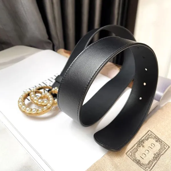 Thắt Lưng Nữ Gucci GG Leather Belt With Pearl Double Bản 4cm Màu Đen - Thắt lưng - Vua Hàng Hiệu