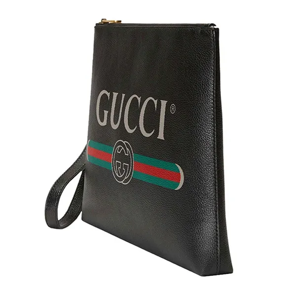 Túi Cầm Tay Nam Gucci Leather Print Clutch 572770 Màu Đen - 3