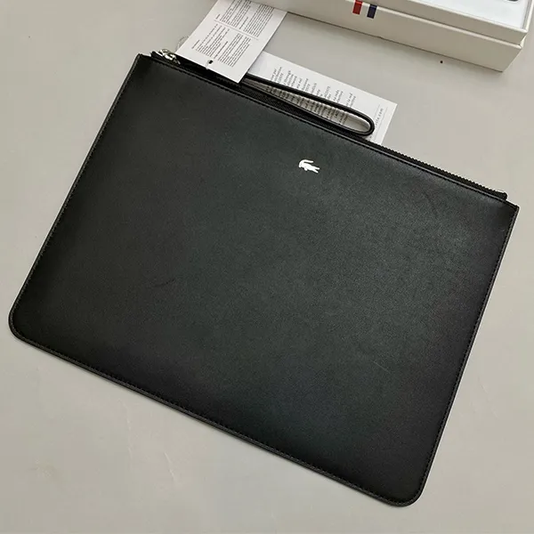 Túi Cầm Tay Nam Lacoste Fitzgerald Colorblock Leather Zip Pouch NH2546FG 000 Màu Đen