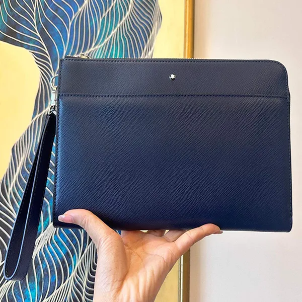 Túi Cầm Tay Nam Montblanc Man Clutch Bag Màu Xanh Navy