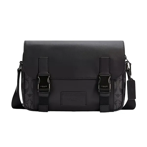 Túi Đeo Chéo Coach Track Crossbody In Signature Canvas C3747 Màu Đen - Túi xách - Vua Hàng Hiệu