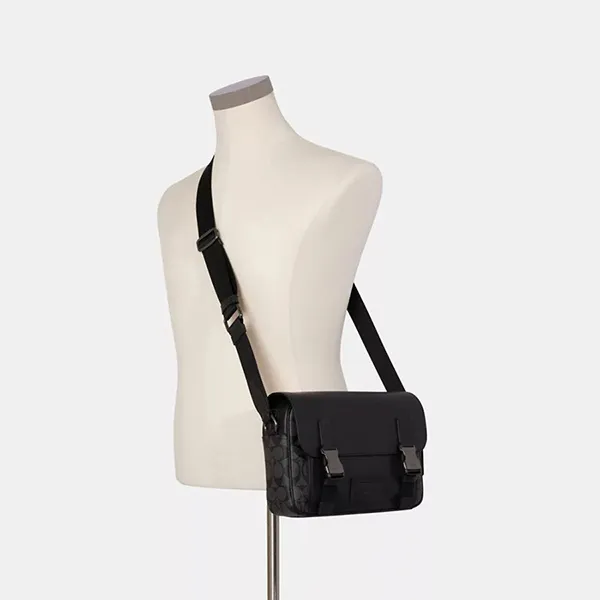 Túi Đeo Chéo Coach Track Crossbody In Signature Canvas C3747 Màu Đen - Túi xách - Vua Hàng Hiệu