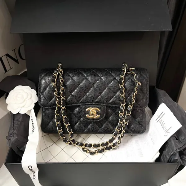 Túi Đeo Chéo Nữ Chanel Grained Calfskin & Gold Tone Metal Small Classic Black A01113 Y01864 C3906 Màu Đen - 3