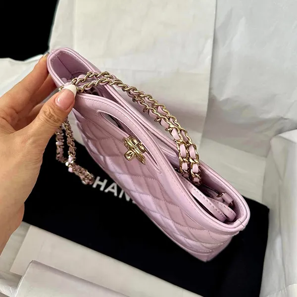 Túi Đeo Chéo Nữ Chanel Small C31 Shopper Pink Lambskin Light Gold Hardware Màu Hồng - 4