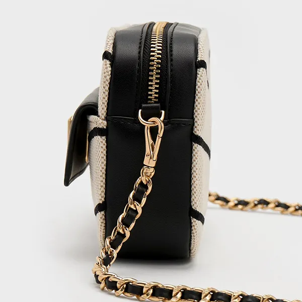 Túi Đeo Chéo Nữ Charles & Keith CNK Eleni Canvas Chevron Zip Crossbody Bag Multi 80671632 Phối Màu