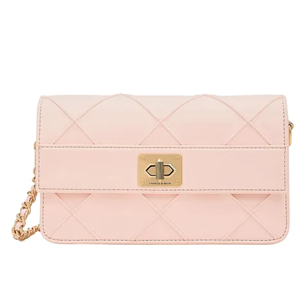 Túi Đeo Chéo Nữ Charles & Keith CNK Eleni Quilted Crossbody Bag 80271338 Màu Hồng