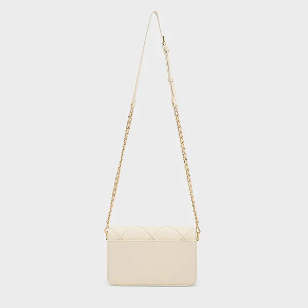 Túi Đeo Chéo Nữ Charles & Keith CNK Eleni Quilted Crossbody Bag 80271338 Màu Kem