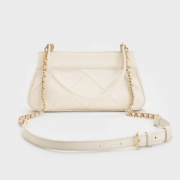 Túi Xách Nữ Charles & Keith CNK Eleni Quilted Shoulder Bag Cream CK2-50671630 Màu Kem - 5