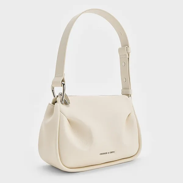 Túi Đeo Chéo Nữ Charles & Keith CNK Lumen Padded Crossbody Bag 80271404 Màu Trắng Kem