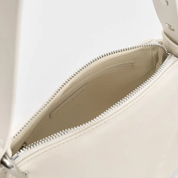 Túi Đeo Chéo Nữ Charles & Keith CNK Lumen Padded Crossbody Bag 80271404 Màu Trắng Kem
