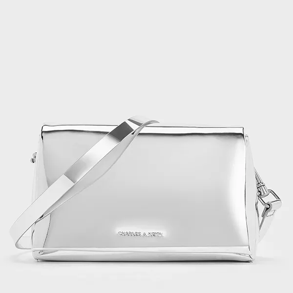 Túi Đeo Chéo Nữ Charles & Keith CNK Matina Metallic Crossbody Bag Silver 80782348 Màu Bạc