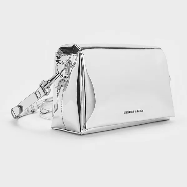 Túi Đeo Chéo Nữ Charles & Keith CNK Matina Metallic Crossbody Bag Silver 80782348 Màu Bạc