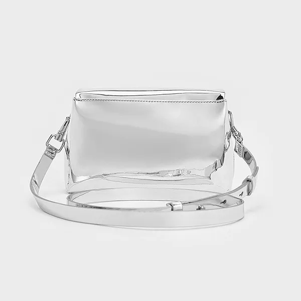 Túi Đeo Chéo Nữ Charles & Keith CNK Matina Metallic Crossbody Bag Silver 80782348 Màu Bạc