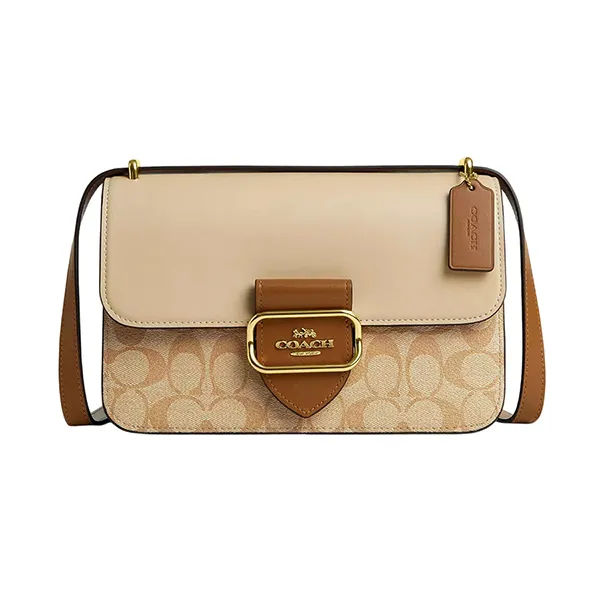 Túi Đeo Chéo Nữ Coach Large Morgan Square Crossbody Bag In Blocked Signature Canvas CR331 Màu Khaki - Túi xách - Vua Hàng Hiệu