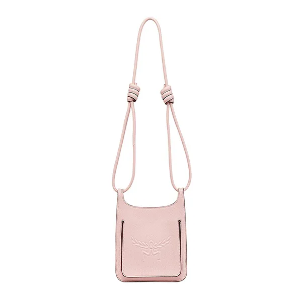 Túi Đeo Chéo Nữ MCM Himmel Hobo In Embossed Logo Leather MWHESAC01P7001 Màu Hồng