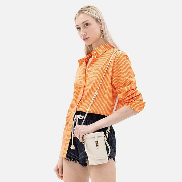 Túi Đeo Chéo Nữ Pazzion Nicolette Leather Cylinder Bag 9546BEG00S Màu Beige - Túi xách - Vua Hàng Hiệu