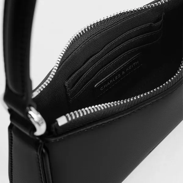Túi Đeo Vai Nữ Charles & Keith CNK Curved Shoulder Bag Noir 80151362-A Màu Đen