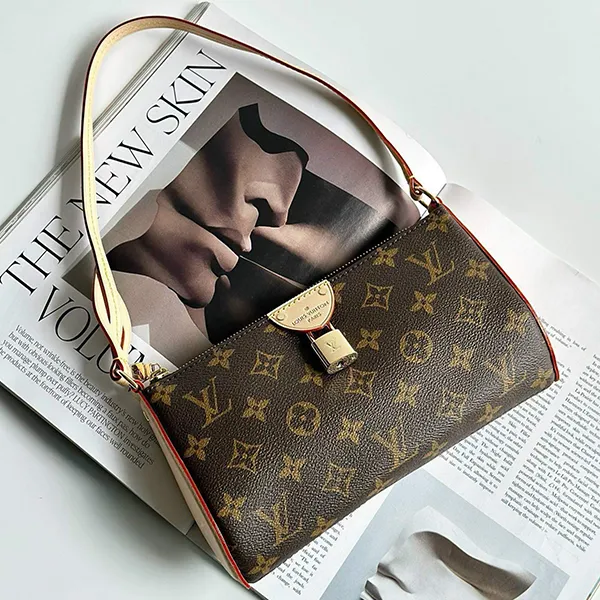 Túi Đeo Vai Nữ Louis Vuitton LV Pochette Tirette Monogram Canvas M47123 Màu Nâu