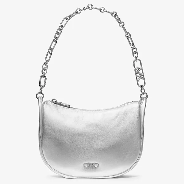 Túi Đeo Vai Nữ Michael Kors MK Kendall Small Metallic Leather Shoulder Bag 32H3S8NC1O Màu Bạc - Túi xách - Vua Hàng Hiệu