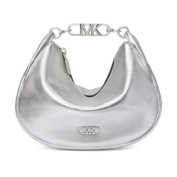 Túi Đeo Vai Nữ Michael Kors MK Kendall Small Metallic Leather Shoulder Bag 32H3S8NC1O Màu Bạc - Túi xách - Vua Hàng Hiệu