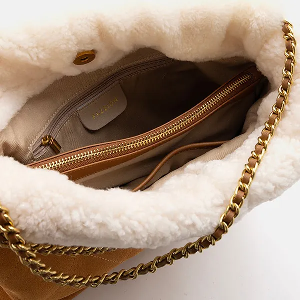 Túi Đeo Vai Nữ Pazzion Isla Chained Shoulder Bag M-7715BRN00L Màu Nâu Cam/Be - Túi xách - Vua Hàng Hiệu