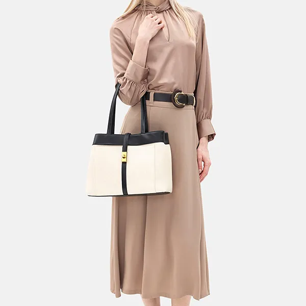 Túi Tote Nữ Pazzion Viridis Handbag 7521BLK00L Màu Đen/Be