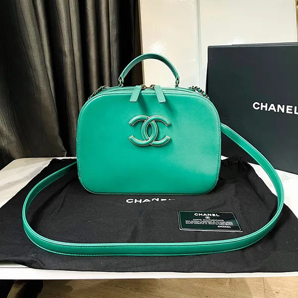 Túi Xách Nữ Chanel Coco Mark Top Handle 2way Camera Shoulder Bag Leather Green Màu Xanh Lá - 3