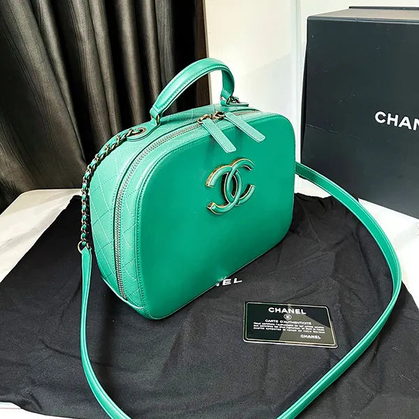 Túi Xách Nữ Chanel Coco Mark Top Handle 2way Camera Shoulder Bag Leather Green Màu Xanh Lá - 1