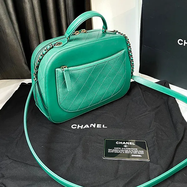 Túi Xách Nữ Chanel Coco Mark Top Handle 2way Camera Shoulder Bag Leather Green Màu Xanh Lá - 5