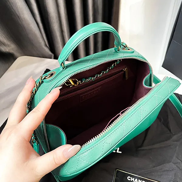 Túi Xách Nữ Chanel Coco Mark Top Handle 2way Camera Shoulder Bag Leather Green Màu Xanh Lá - 4