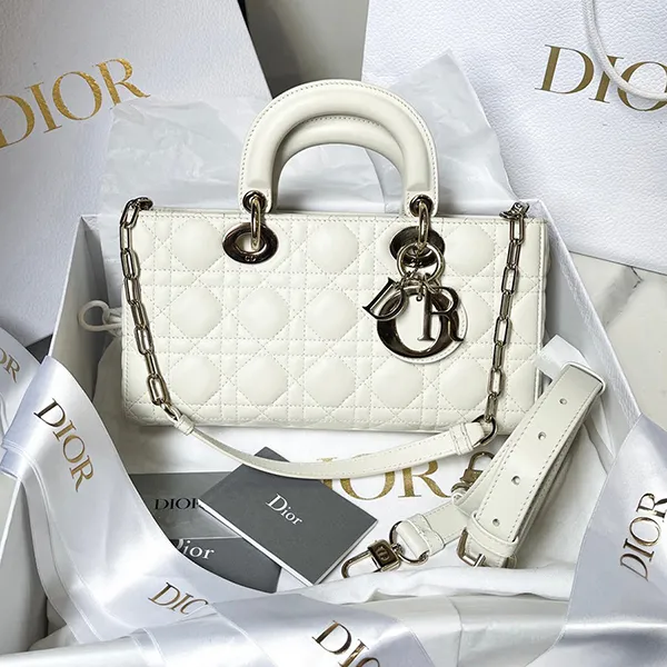Túi Xách Nữ Christian Dior Medium Lady D-Joy Bag White Màu Trắng
