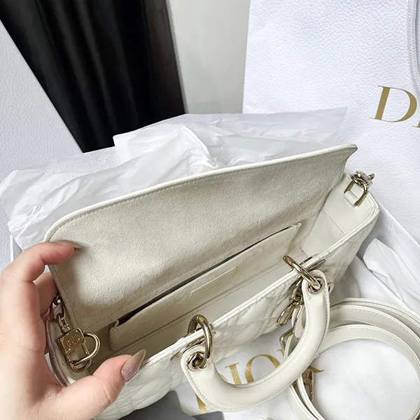 Túi Xách Nữ Christian Dior Medium Lady D-Joy Bag White Màu Trắng