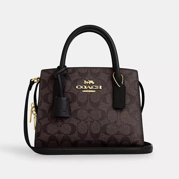 Túi Xách Nữ Coach Andrea Carryall In Signature Canvas CP083 Màu Nâu Đen