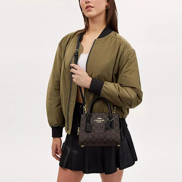 Túi Xách Nữ Coach Andrea Carryall In Signature Canvas CP083 Màu Nâu Đen