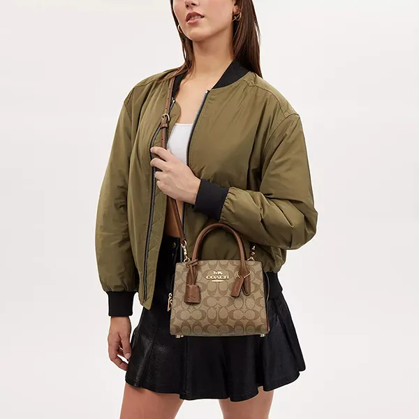 Túi Xách Nữ Coach Andrea Carryall In Signature Canvas CP083 Màu Nâu Vàng - Túi xách - Vua Hàng Hiệu