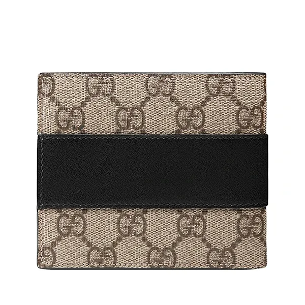 Ví Nam Gucci GG Supreme Canvas And Leather Wallet 451240 Màu Đen/Be