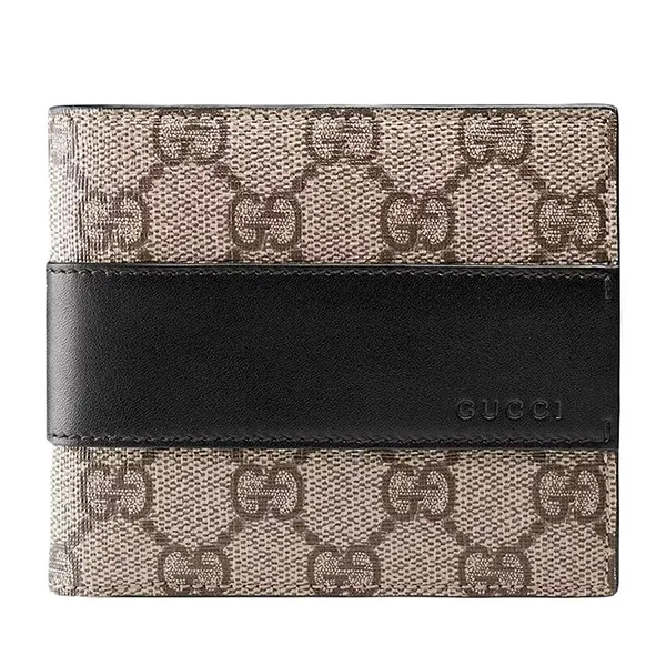 Ví Nam Gucci GG Supreme Canvas And Leather Wallet 451240 Màu Đen/Be