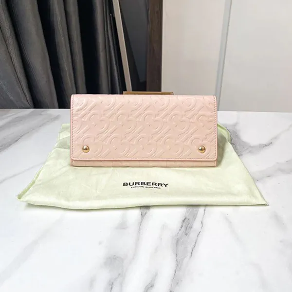 Ví Nữ Burberry Leather Long Wallet Pink 8011614 Màu Hồng Phấn