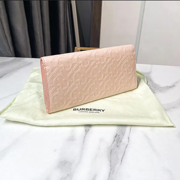 Ví Nữ Burberry Leather Long Wallet Pink 8011614 Màu Hồng Phấn